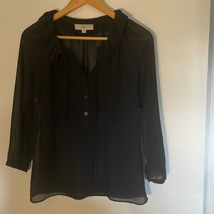 XXS LOFT sheer black long-sleeved blouse 🖤🖤🖤